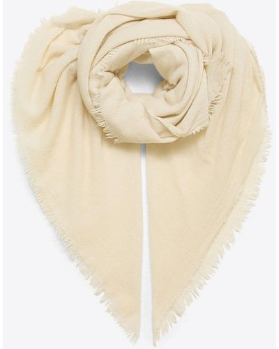 Destin Cashmere Scarf With Fringes - White