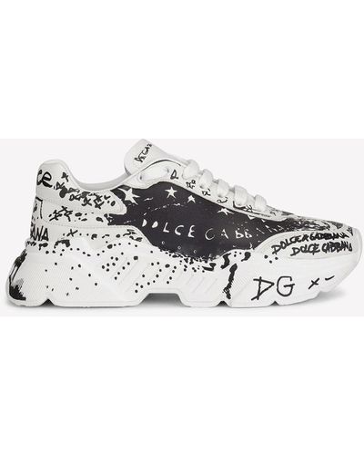 Dolce & Gabbana White Black Graffiti Daymaster Sneakers Shoes main image 0