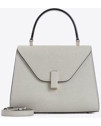 Valextra Mini Iside Leather Top Handle Bag - White