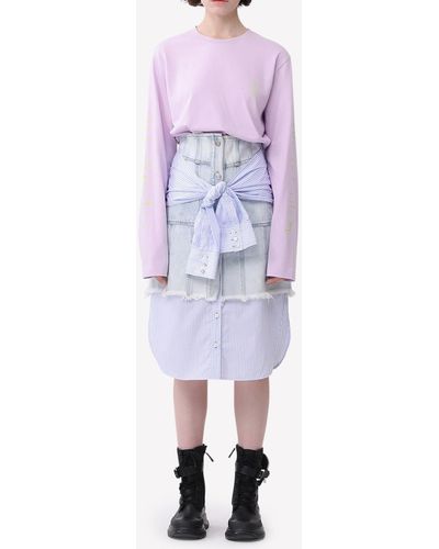 SJYP Shirt Layered Denim Skirt - Blue