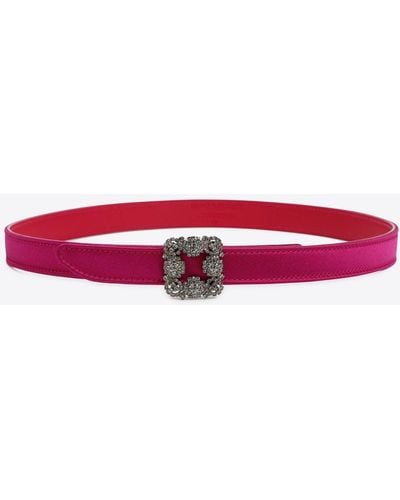Manolo Blahnik Hangisi Crystal-embellished Belt - Red