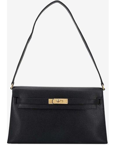 Hermès Kelly Elan In Black Chevre Leather With Gold Hardware - White