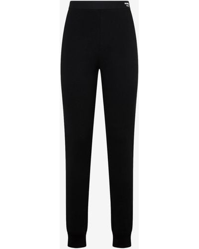 Prada Logo Elastic Waistband Trousers - Black