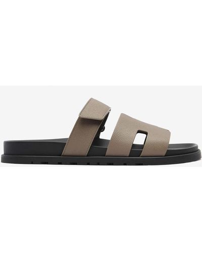 Hermès Chypre Sandals In Epsom Leather - White