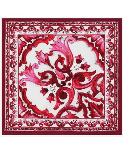 Dolce & Gabbana Majolica-print Twill Scarf (50 X 50) - Red