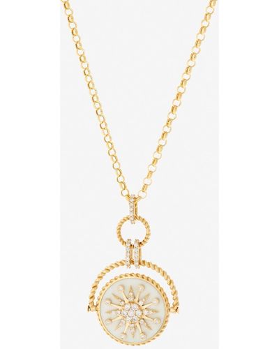 Falamank Written In The Stars Collection Double Sided Spin Pendant Necklace In 18-karat Yellow Gold With White Diamonds - Metallic