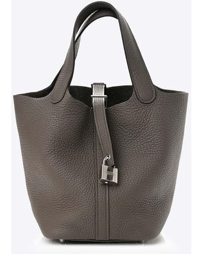 Hermès Picotin Lock 22 Tote Bag Mm Etain Clemence With Palladium Hardware - Multicolour