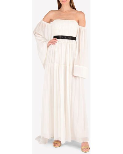 Vera Wang Silk Off-shoulder Gown - White
