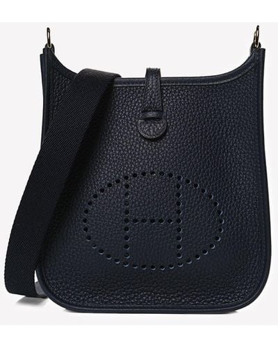 Hermès Mini Evelyn In Bleu Nuit Taurillon Clemence With Gold Hardware - Black