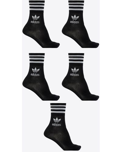 adidas Originals Logo Mid-cut Crew Socks - Set Of 5 - Black