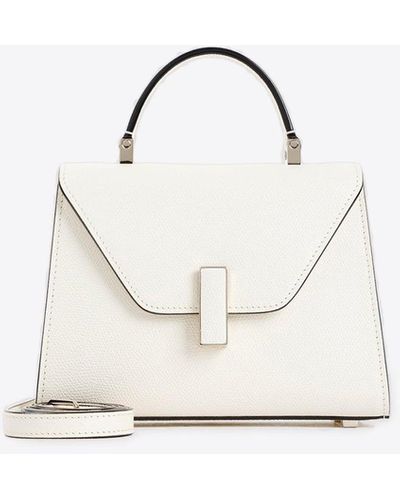 Valextra Micro Iside Leather Top Handle Bag - White