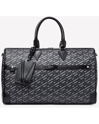 Versace Monogram Zipped Holdall Bag in Black for Men