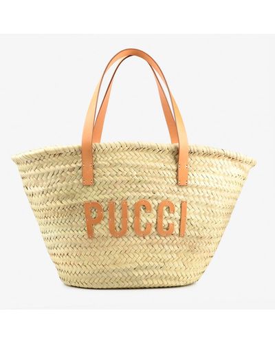 Emilio Pucci 3RBA01 3R906 SUN IS UP LOGO-PRINT BEACH Bag Beige