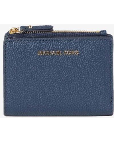 Leather wallet Michael Kors Blue in Leather - 26183813
