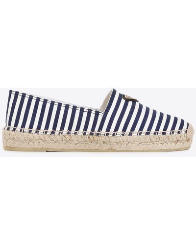 Prada Logo Striped Espadrilles - White