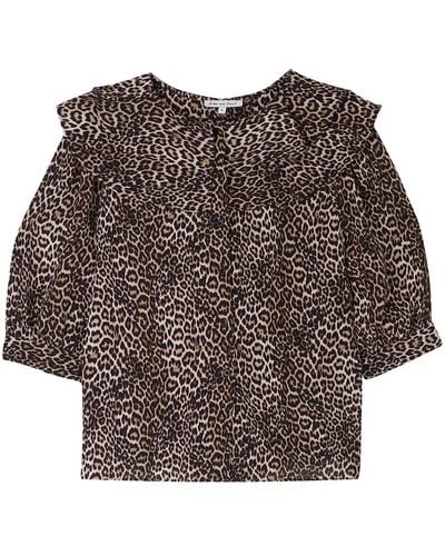 Lily and Lionel Keira Cotton Mix Blouse - Brown