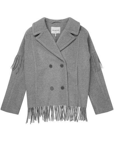 Munthe Eximillian Wool Blend Tassel Coat - Grey