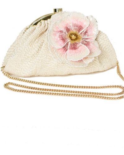 M.A.B.E Carrie Corsage Beaded Clutch Bag - White