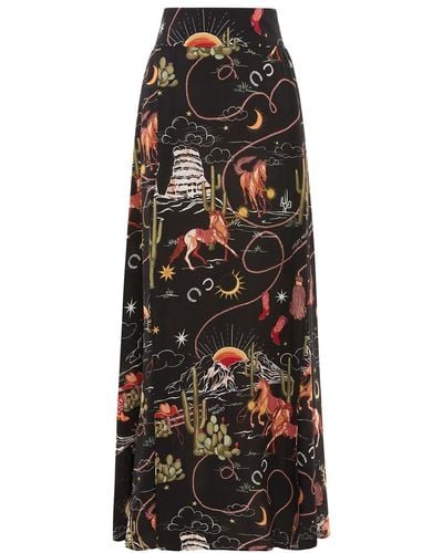 Hayley Menzies Sundance Double Split Silk Maxi Skirt - Black