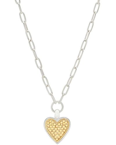 Anna Beck Medium Heart Necklace - Metallic