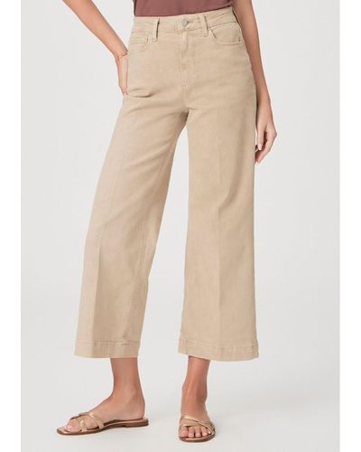 PAIGE Anessa High Rise Cropped Wide Leg Jeans - Natural