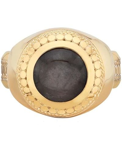 Anna Beck Large Grey Sapphire Signet Ring - Metallic