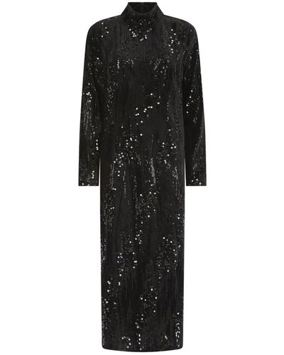 Nooki Aurora Velvet Sequin Dress - Black