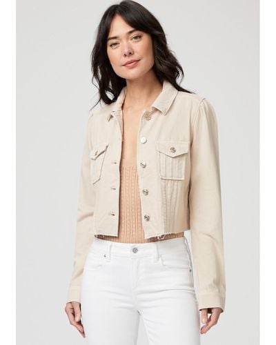 PAIGE Pacey Cropped Denim Jacket - Natural