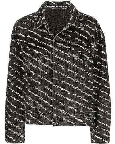 Alexander Wang Jacket With All-Over Logo - Black