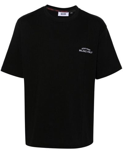 Gcds T-shirt in cotone con ricamo logo - Nero