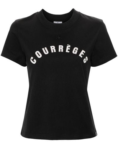 Courreges Logo Print T-Shirt - Black