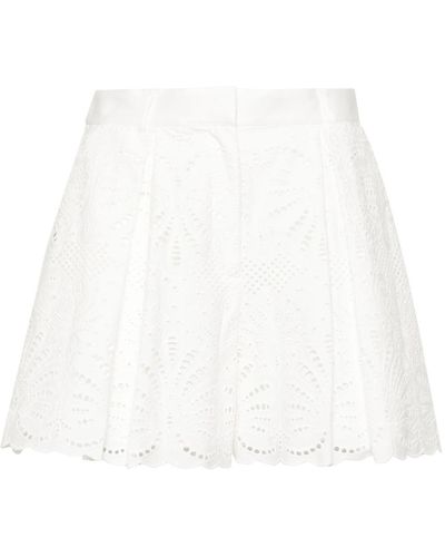 Self-Portrait Broderie Anglaise Shorts - White