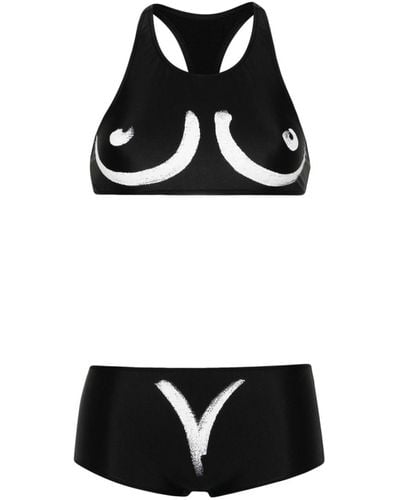 Moschino Bikini With Graphic Print On The Back - Black