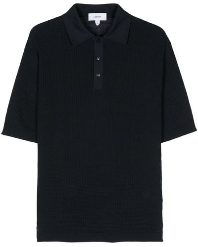 Lardini Open-Knit Polo Shirt - Black