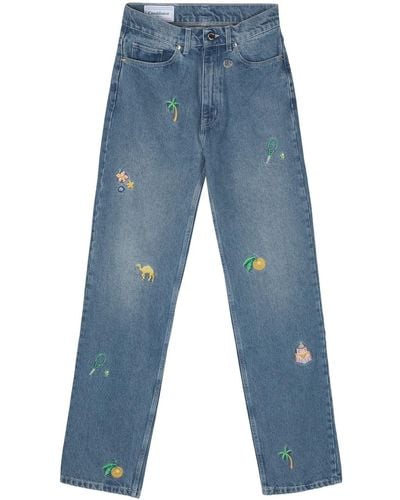 Casablancabrand Straight Jeans With Embroidery - Blue
