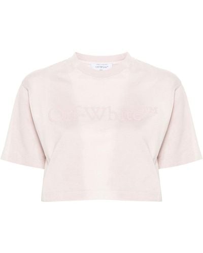 Off-White c/o Virgil Abloh Off- T-Shirt Con Logo Crop - Rosa