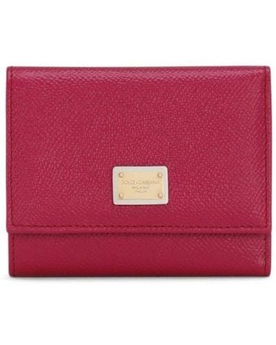 Dolce & Gabbana Compact Wallet With Logo Plaque - Red