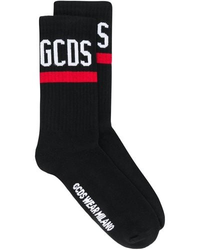 Gcds Ribbed Socks With Logo - Black