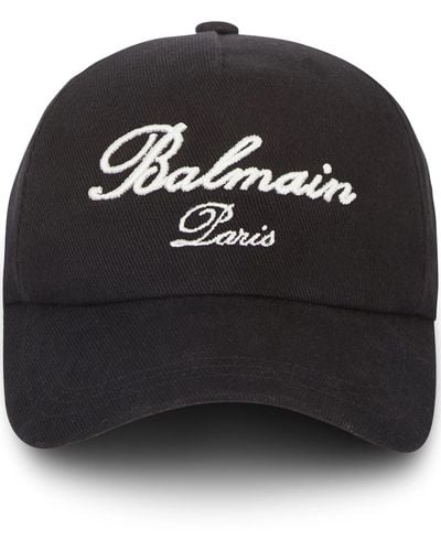 Balmain Cappello Da Baseball Con Ricamo Signature - Nero