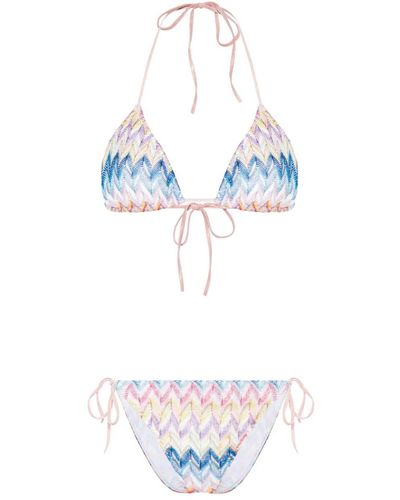 Missoni Triangle Bikini Set With Zigzag Pattern - White