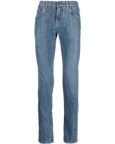 Dolce & Gabbana Slim Fit Jeans With Logo Patch - Blue