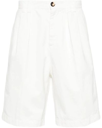 Brunello Cucinelli Straight Leg Shorts With Pleated Detail - White