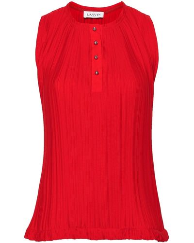 Lanvin Sleeveless Pleated Blouse - Red