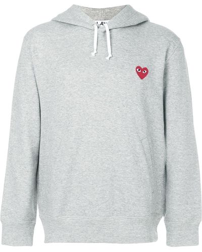COMME DES GARÇONS PLAY Hooded Sweatshirt With Embroidered Logo - Grey