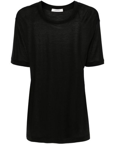 Lemaire Silk T-Shirt With Dropped Shoulder - Black