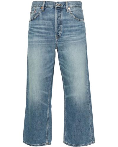 RE/DONE Jeans crop a vita media - Blu