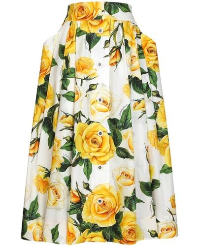 Dolce & Gabbana Midi Skirt With Print - Yellow