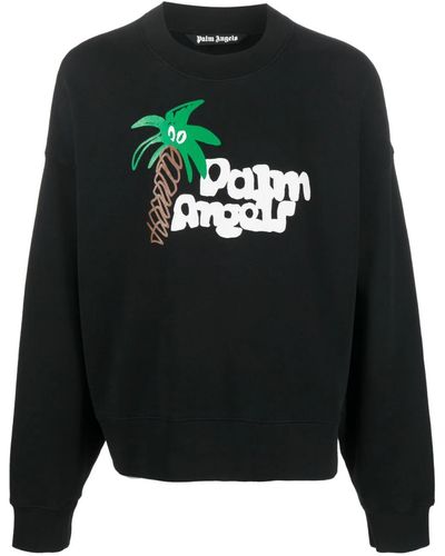 Palm Angels Printed Cotton Sweatshirt - Black