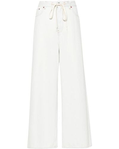 MM6 by Maison Martin Margiela Jeans A Gamba Ampia Con Coulisse - Bianco