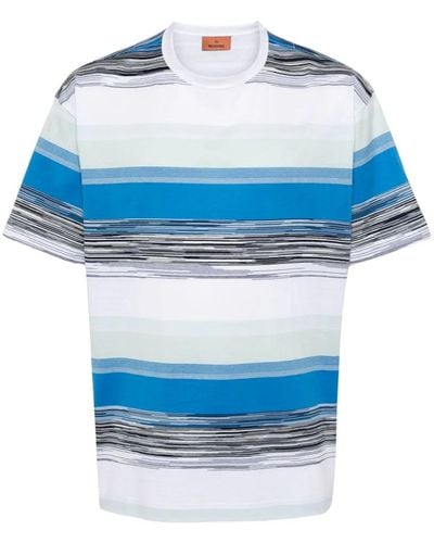 Missoni Cotton T-Shirt With Blaze Pattern - Blue